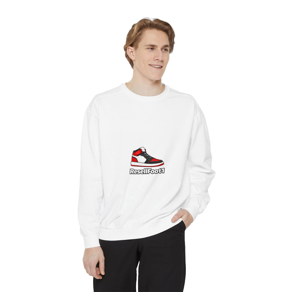 Retro Red Sneaker Sweatshirt — Minimal Crewneck with Tiny Shoe Graphic